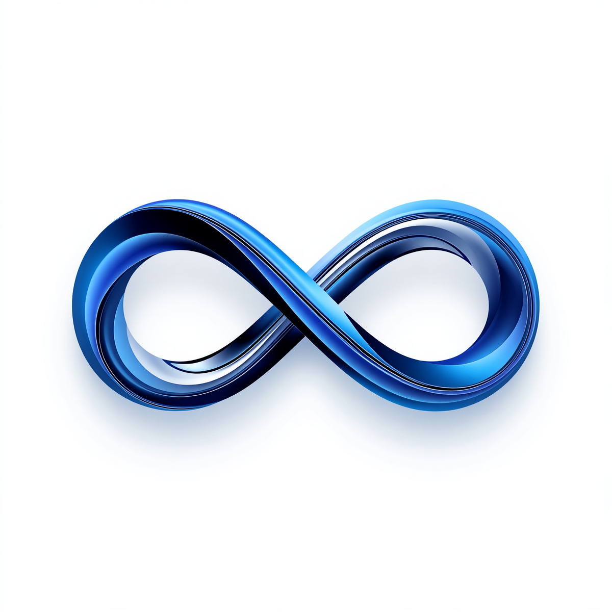 abstract infinity symbol with flowing curves, using blue, white and black colors, artistic and modern design (1)