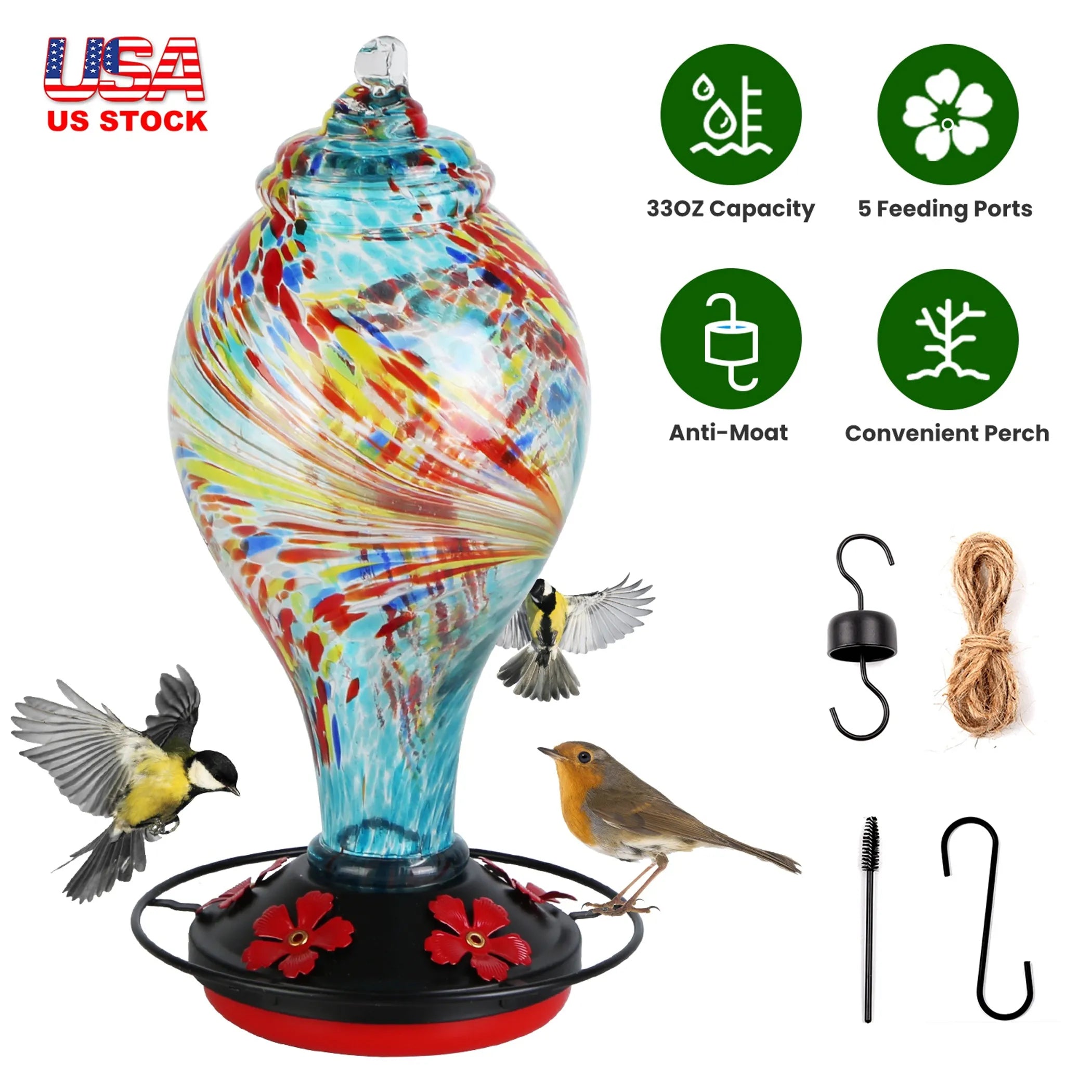 Glass Hummingbird Feeder